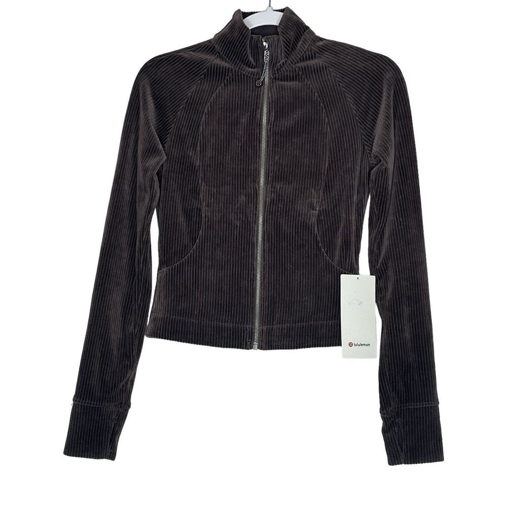 Lululemon Scuba Track Jacket Women's Velvet Espressoâ Brown Corduroy Size 2